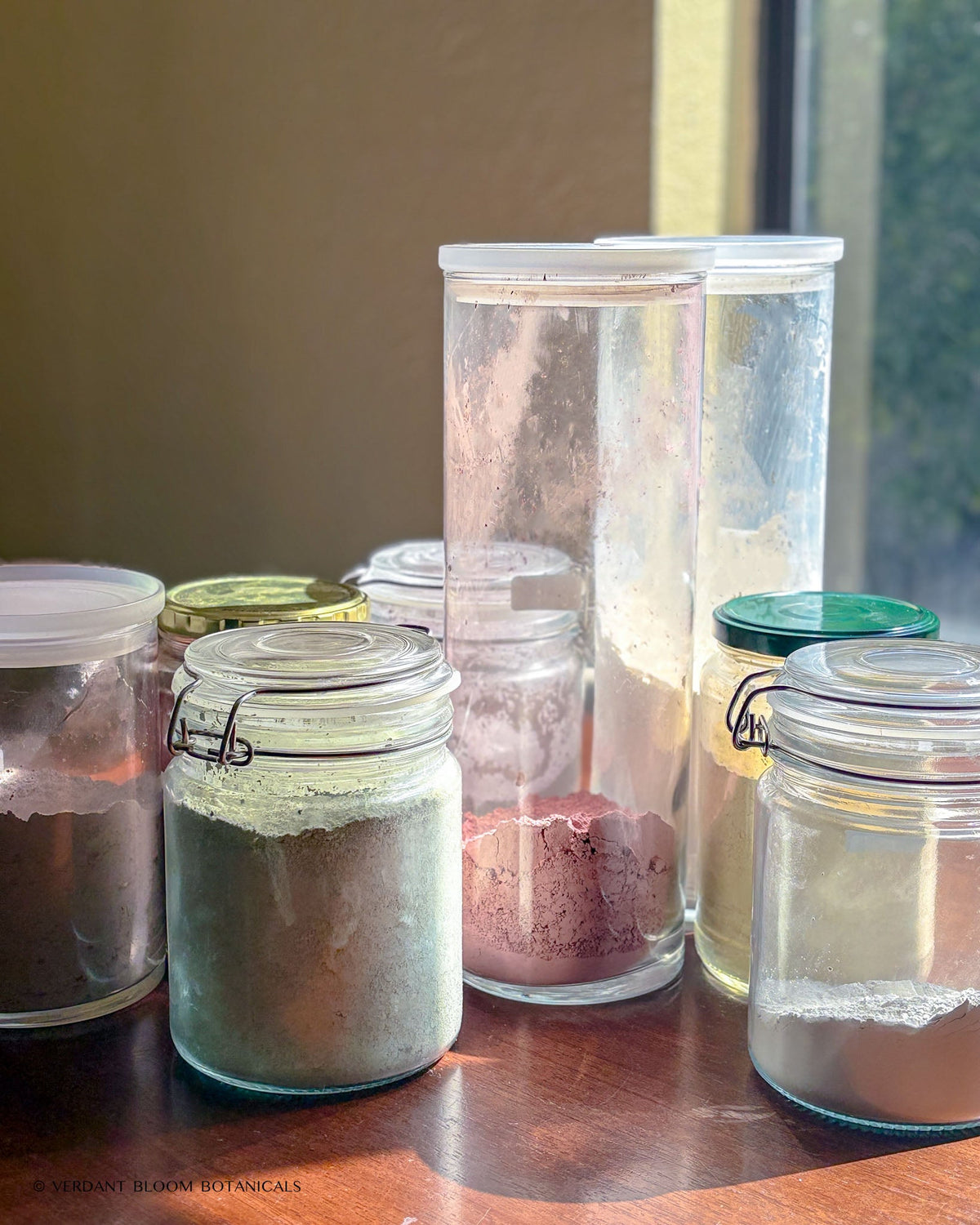collection of natural clays for soapmaking