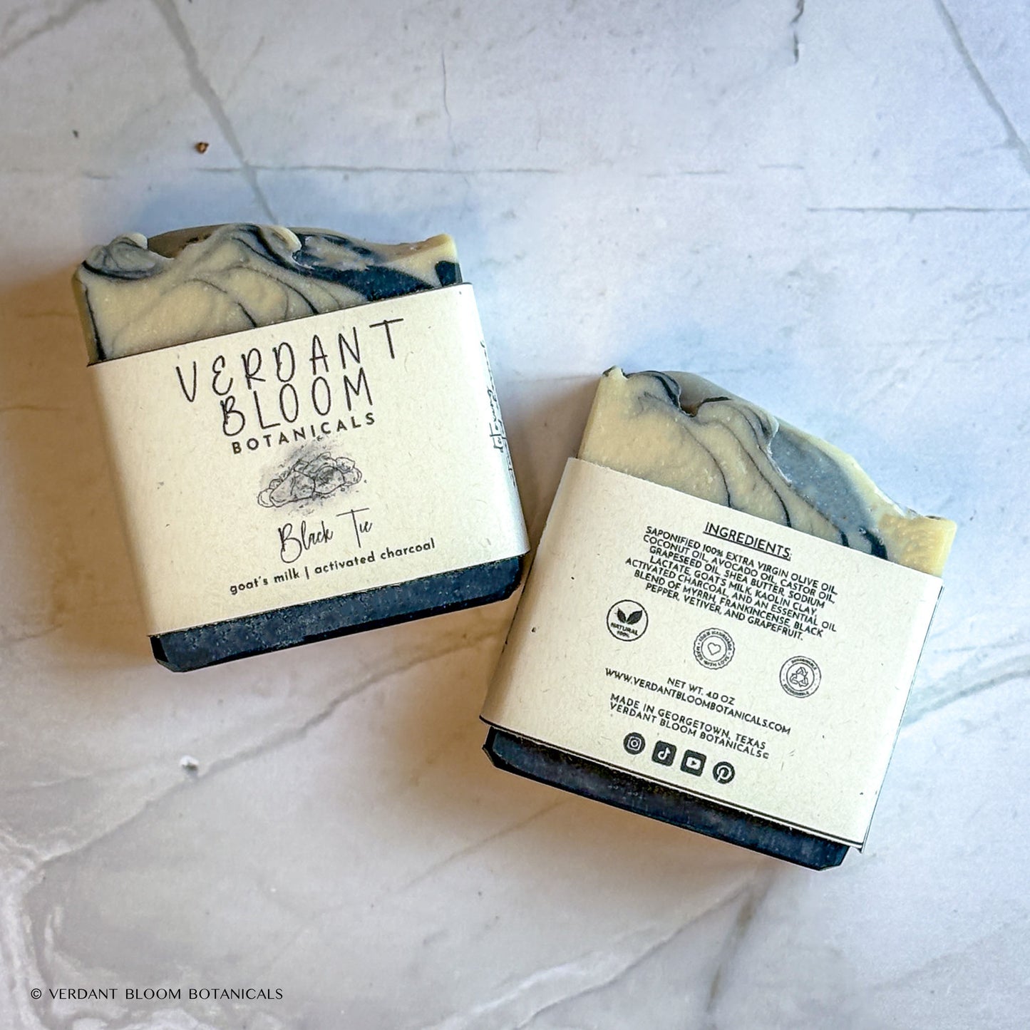 Black Tie soap with labels