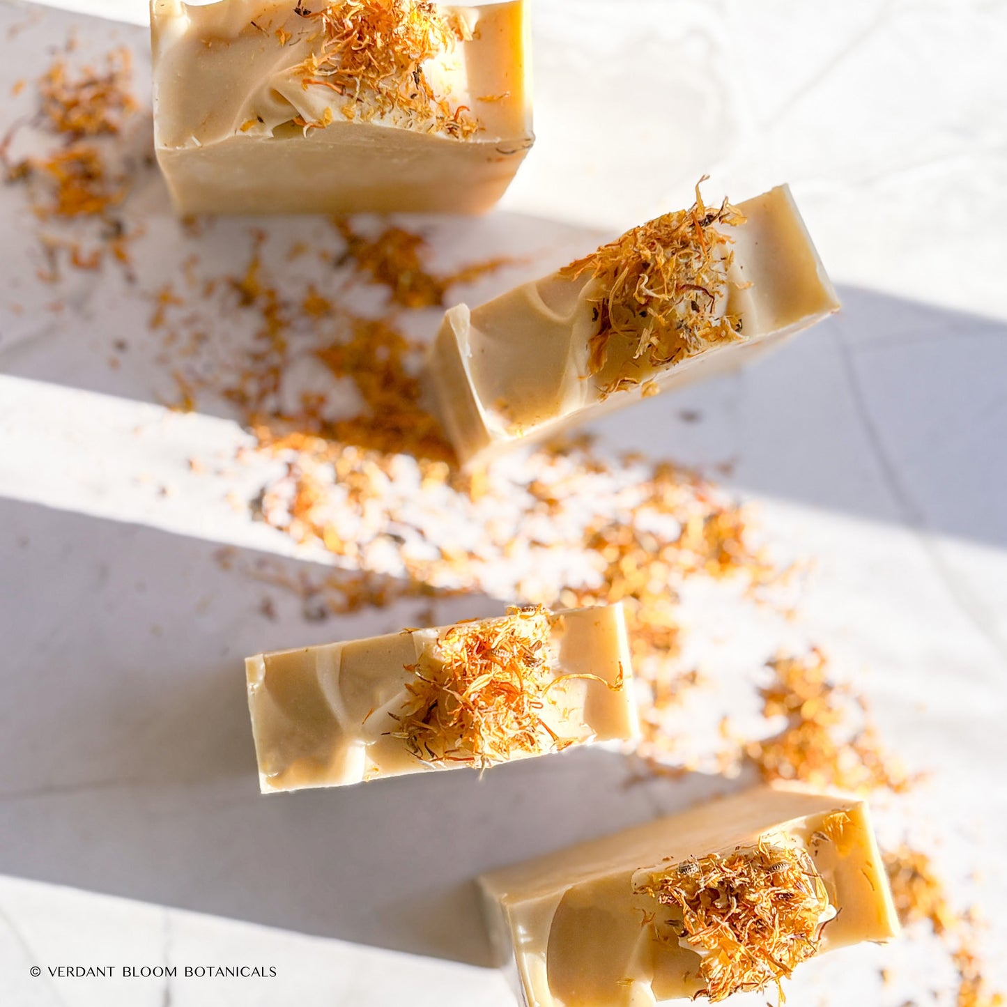 First Light soap bar with calendula-infused oils, soothing and antioxidant-rich, ideal for sensitive skin