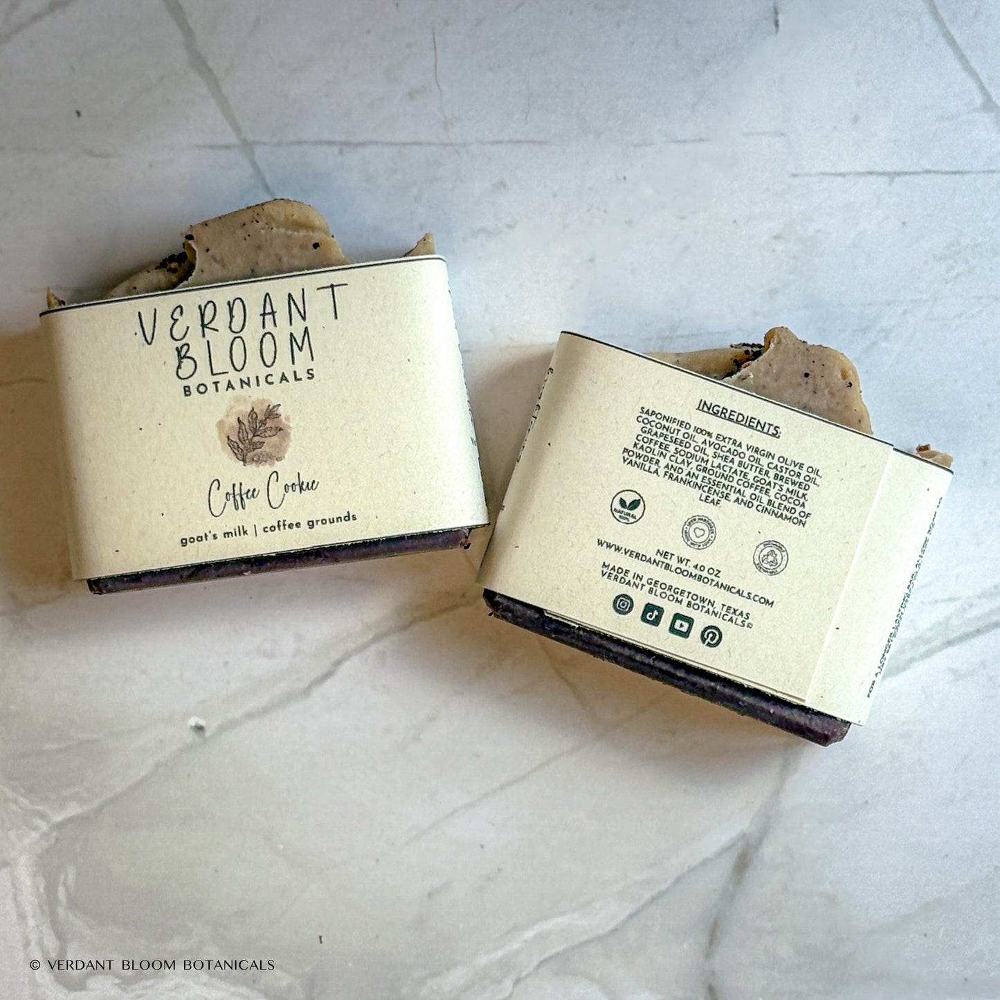 Coffee Cookie soap with labels