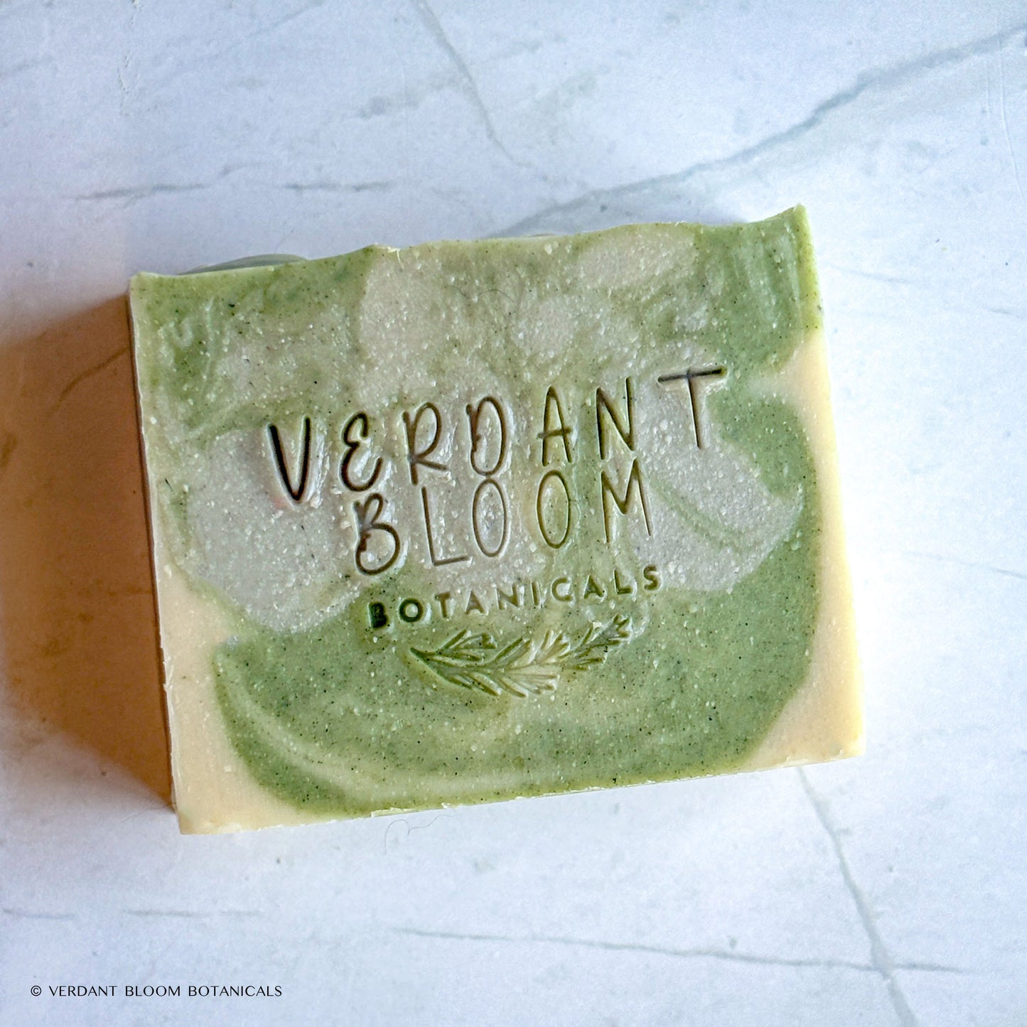 Eucalyptus and Mint soap stamped with logo