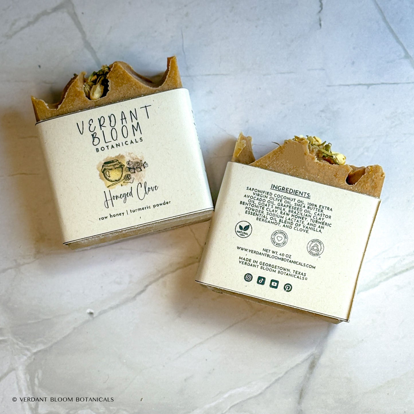 Honeyed Clove soap with labels