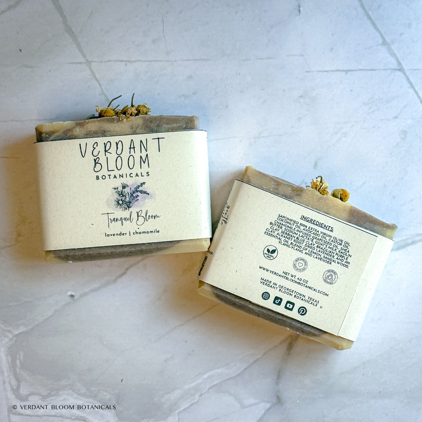 Tranquil Bloom soap with labels