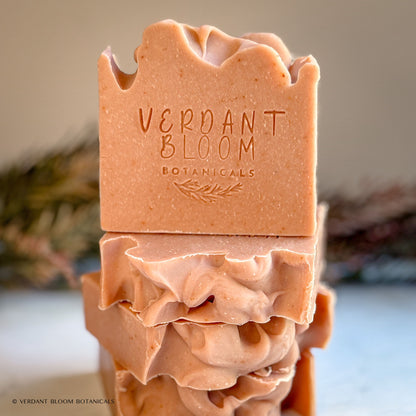 Amber Glow soap stack — small-batch, artisan bar with warm orange tones