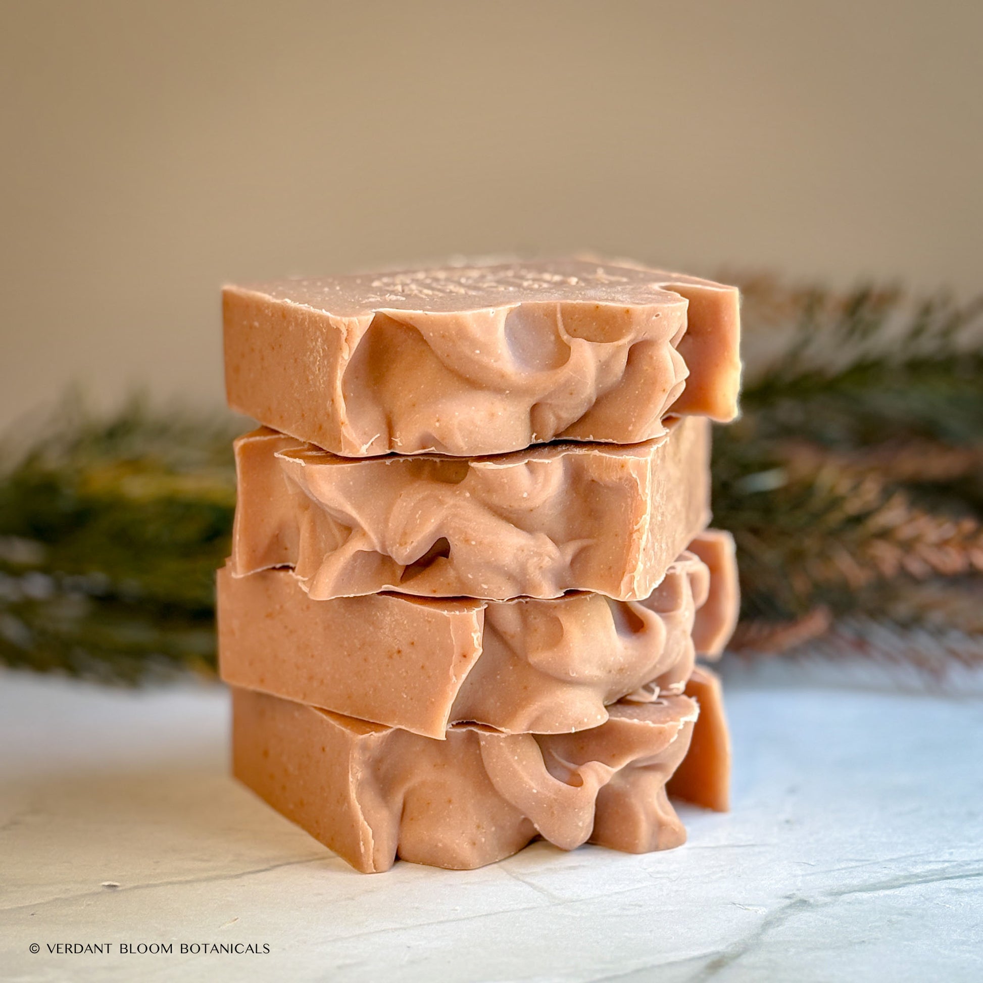 Amber Glow soap stack — small-batch, artisan bar with warm orange tones