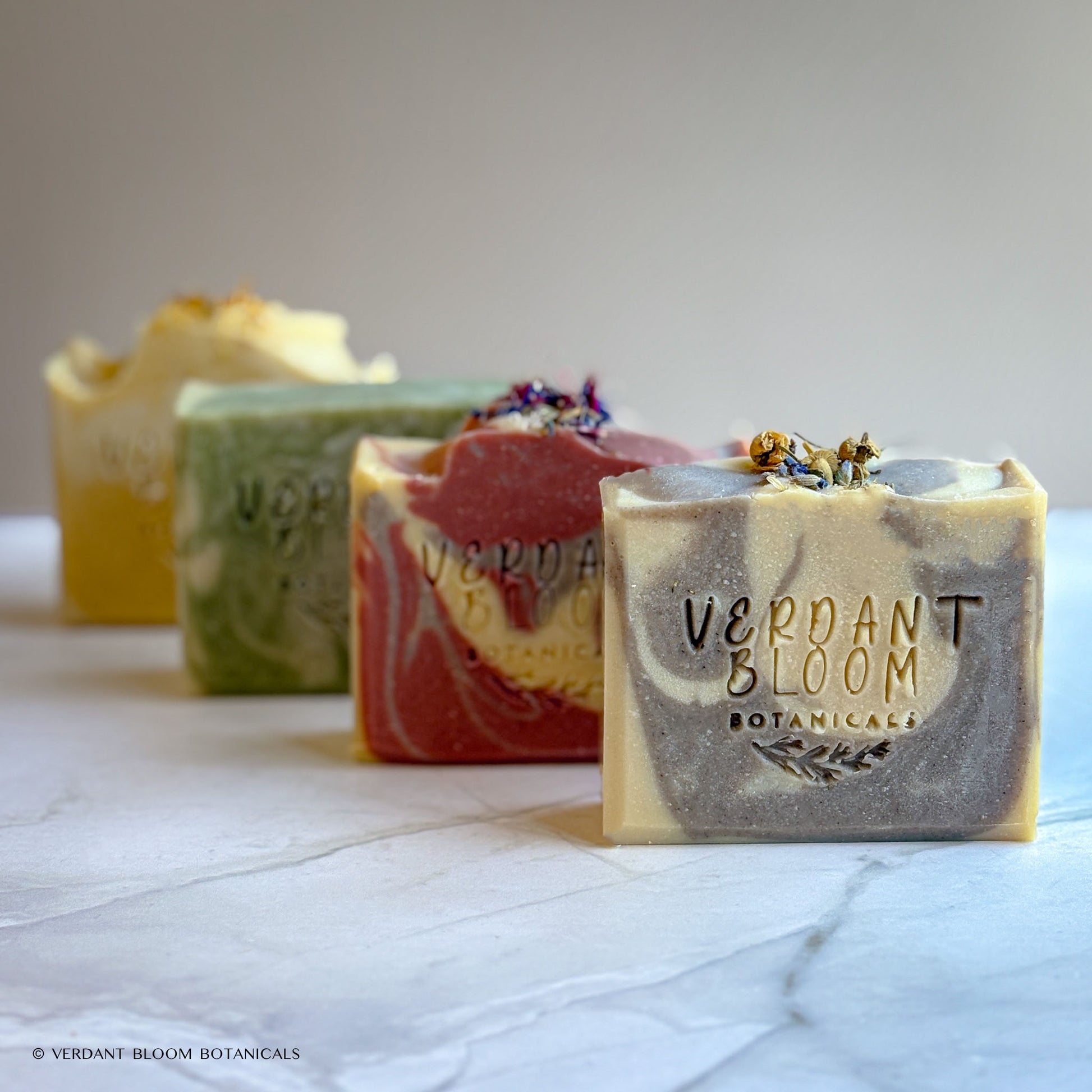 Botanical Calm Bundle featuring four herbal and floral soap bars