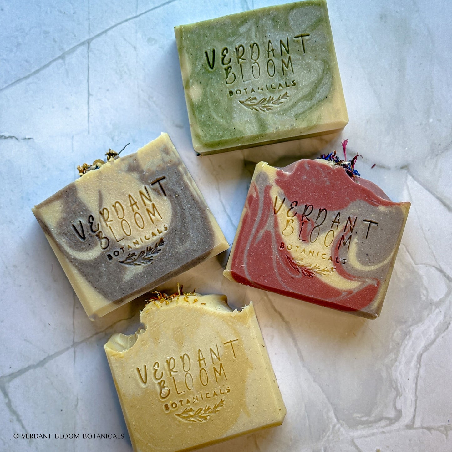 Botanical Calm Bundle featuring four herbal and floral soap bars