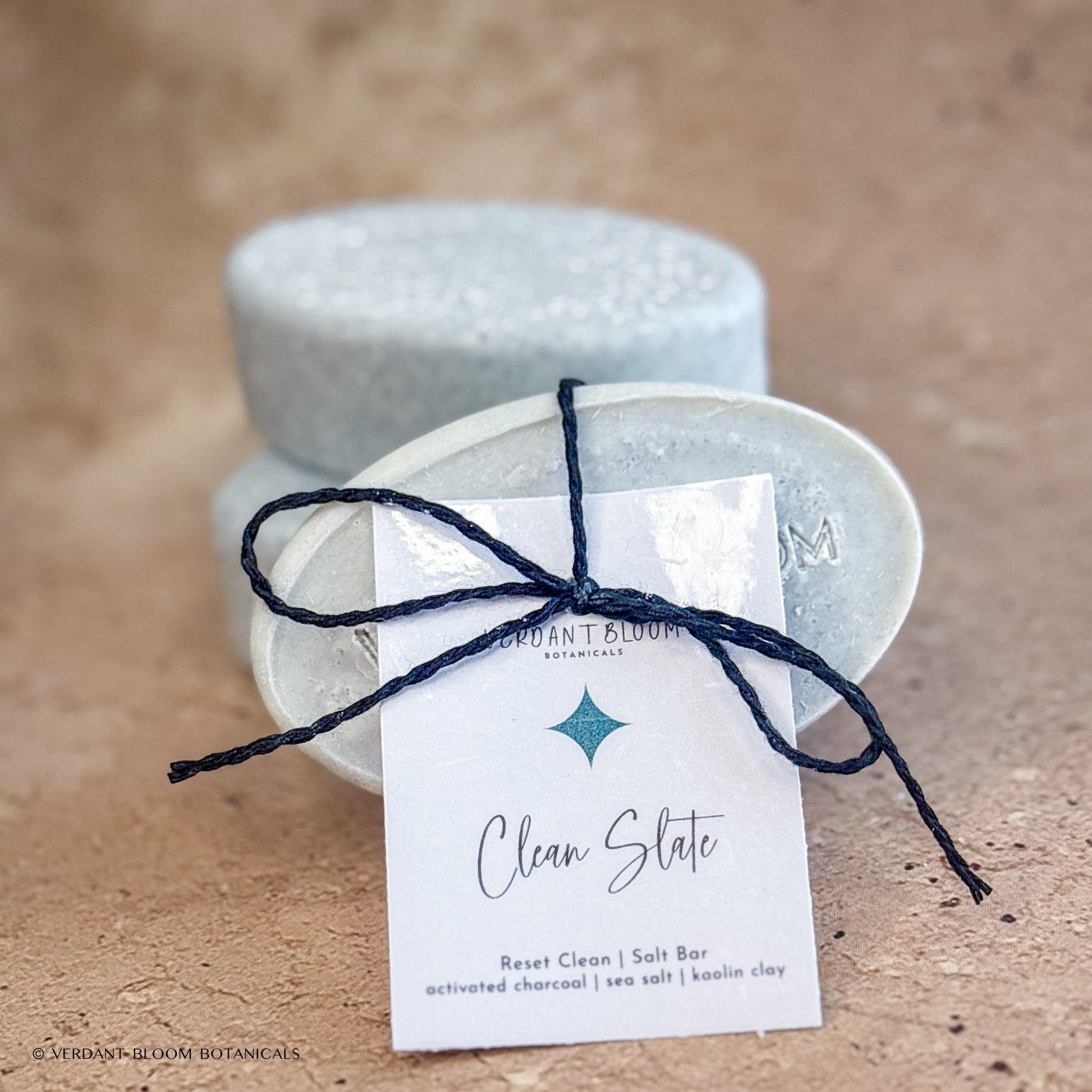 stack of Clean Slate salt bars with label