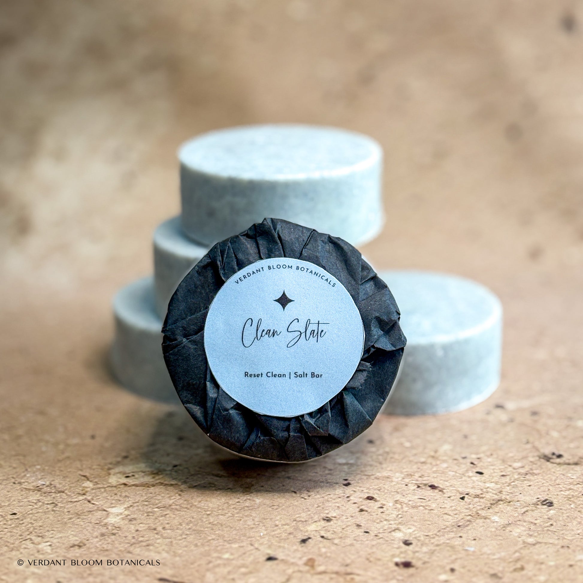 stack of Clean Slate mini salt bars with label