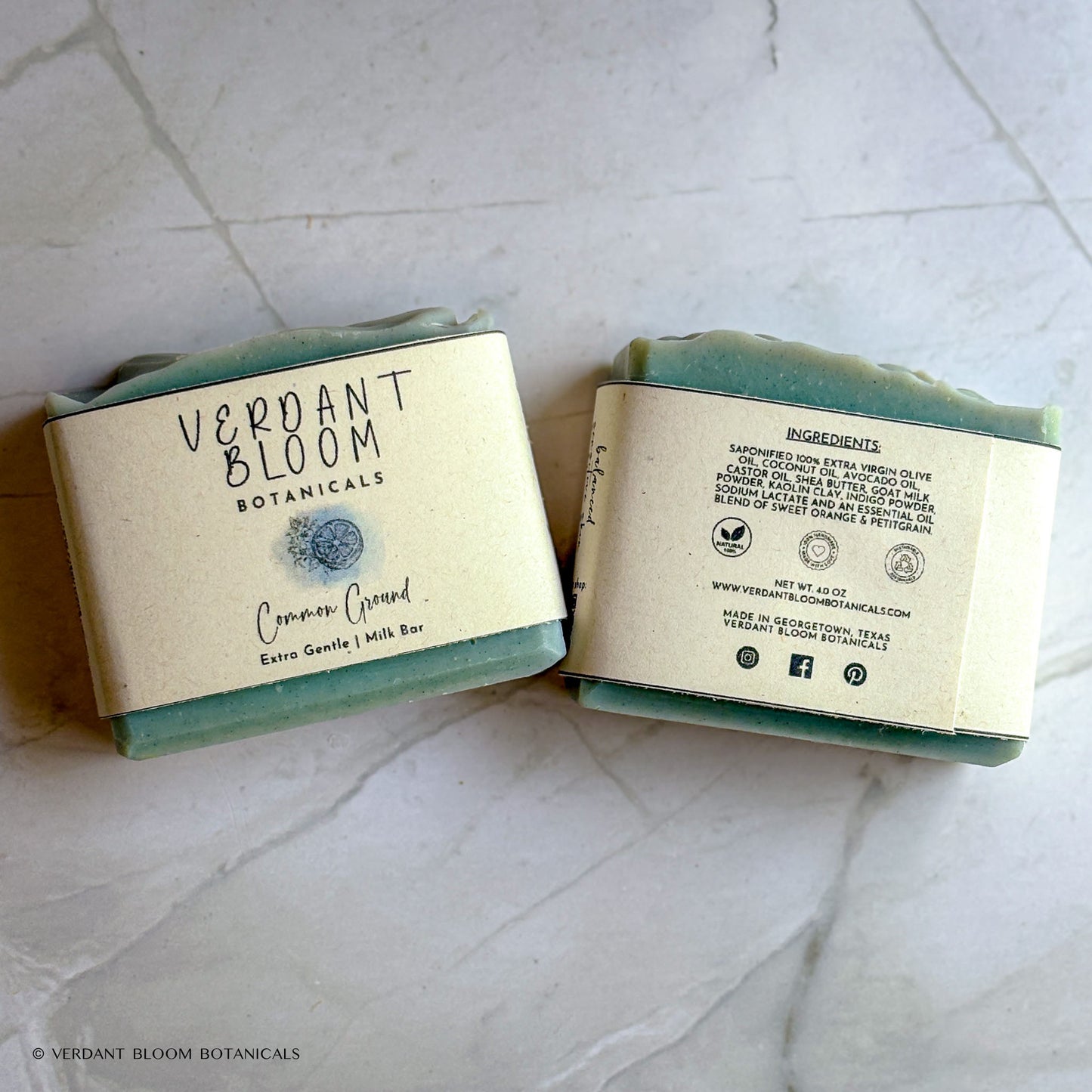 Common Ground soap bars with labels