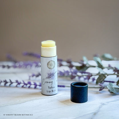 Uncapped tube of Evening Calm lip balm