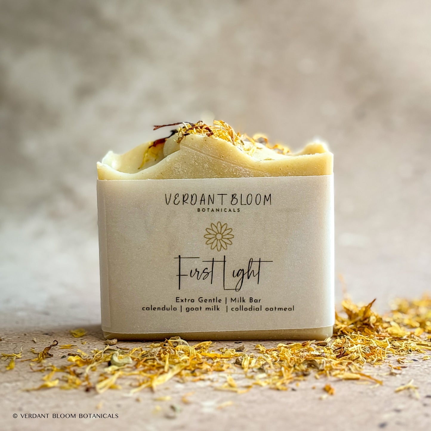 First Light soap bar with dried calendula