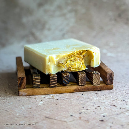 First Light soap bar with wooden soap holder