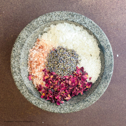Bowl holding Floral Calm ingredients