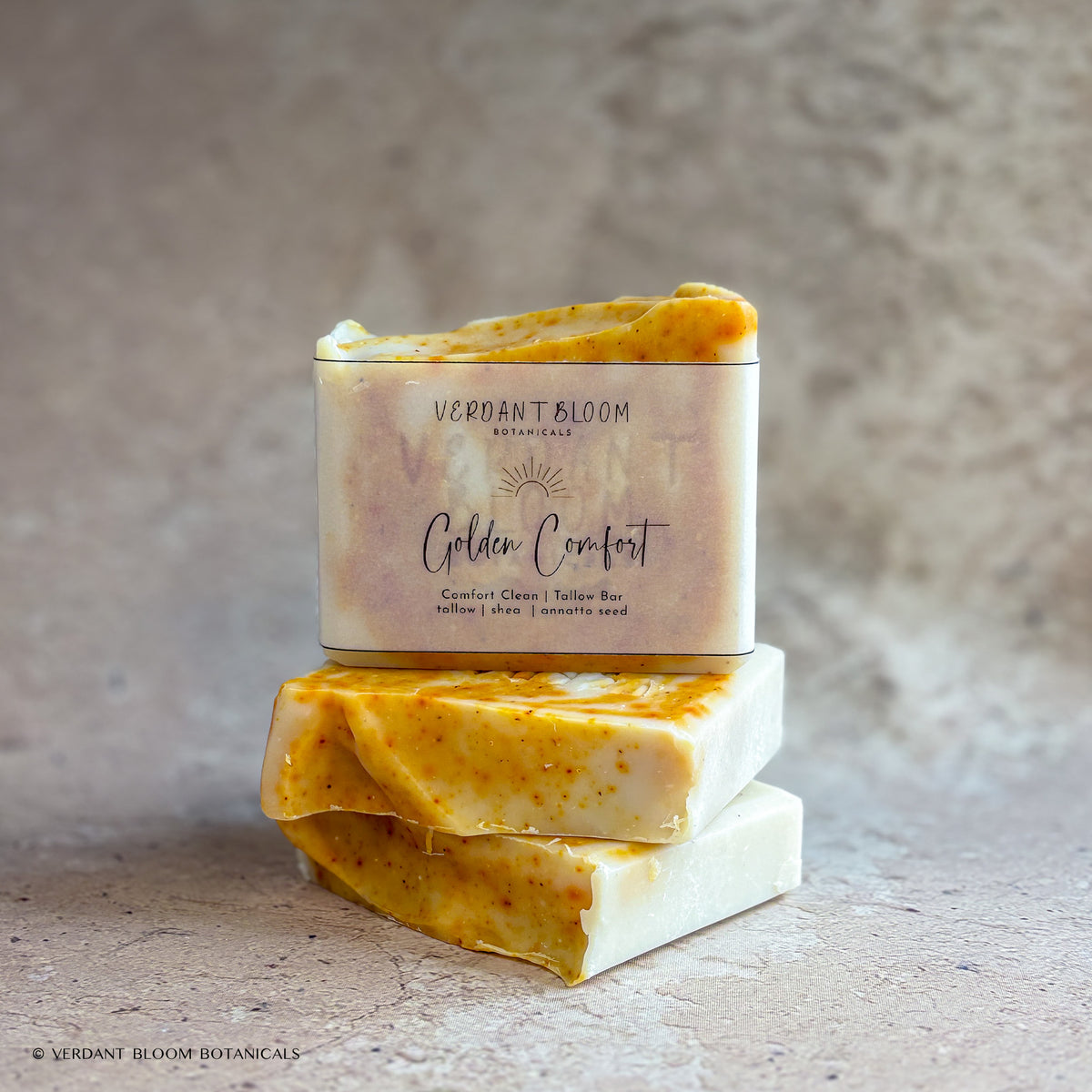 Stack of Golden Comfort soap bars