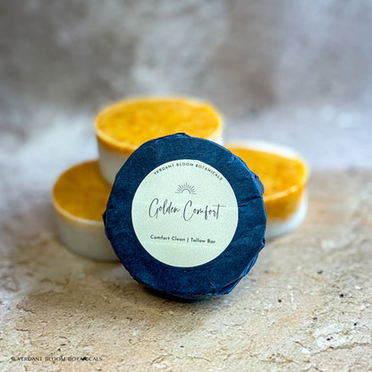 Stack of Golden Comfort mini soaps 