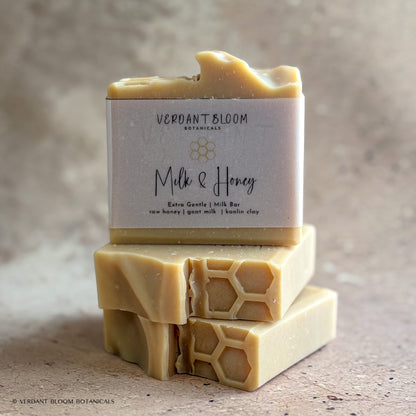 stack of Milk & Honey soap bars with label