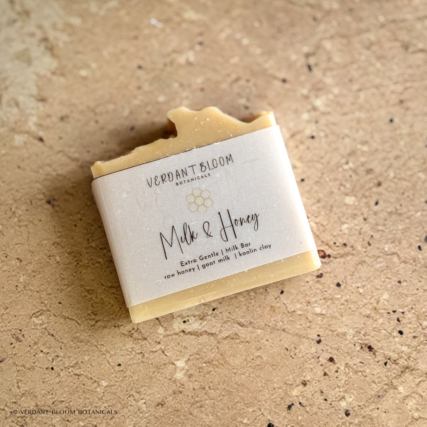 Milk & Honey soap bar with label