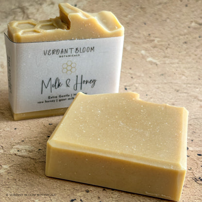 Milk & Honey soap bars with label