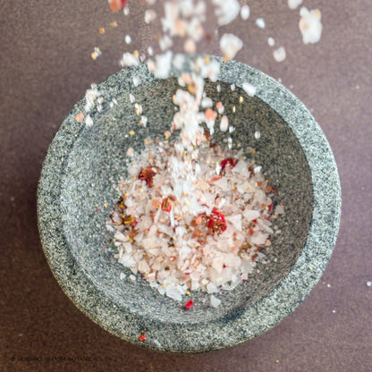 Radiant Bloom bath soak poured into bowl