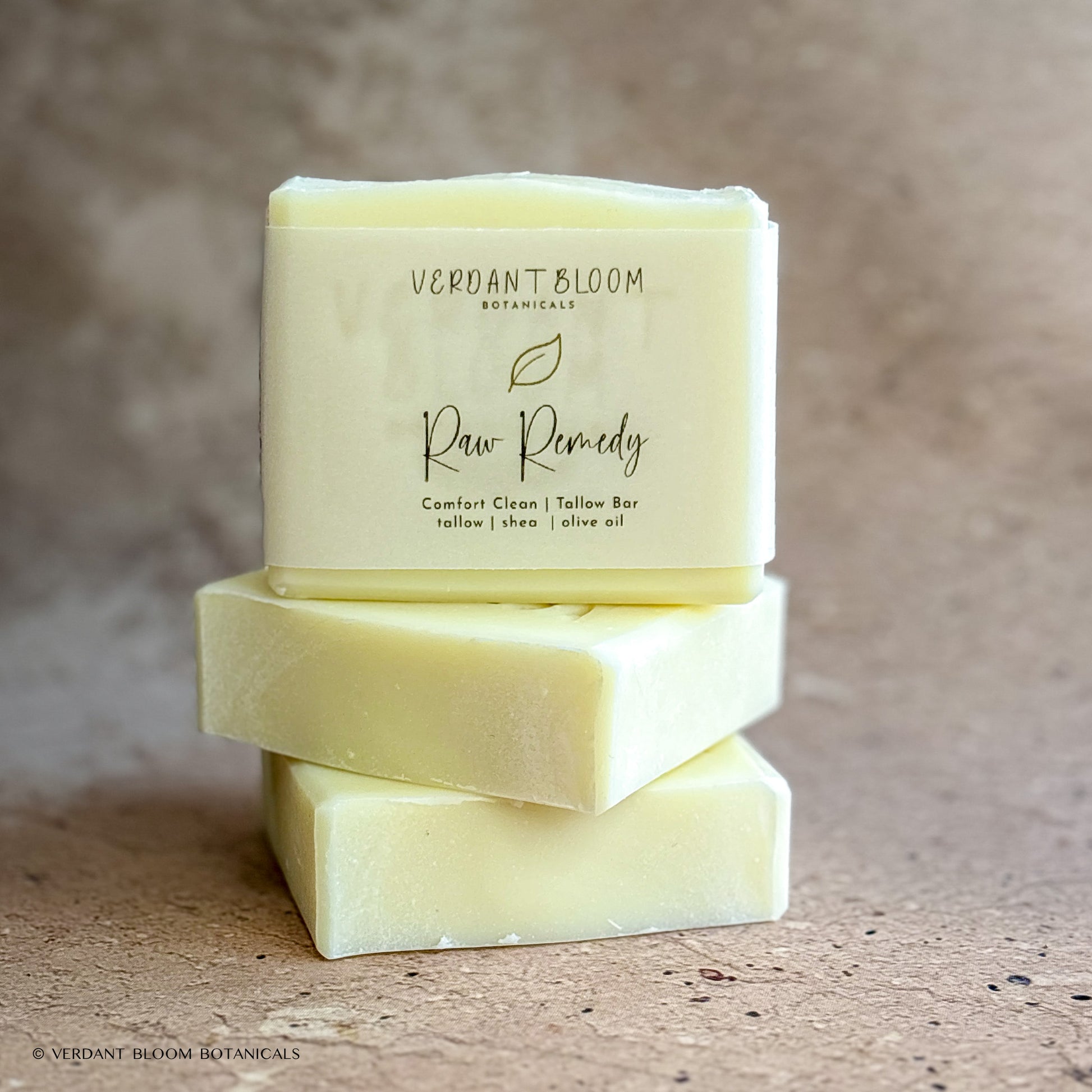 stack of Raw Remedy soap bars with label