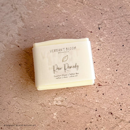 Raw Remedy soap bar with label