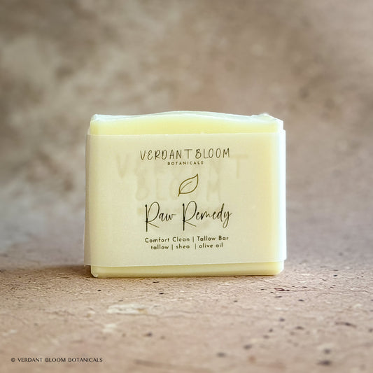 Raw Remedy soap bar with label