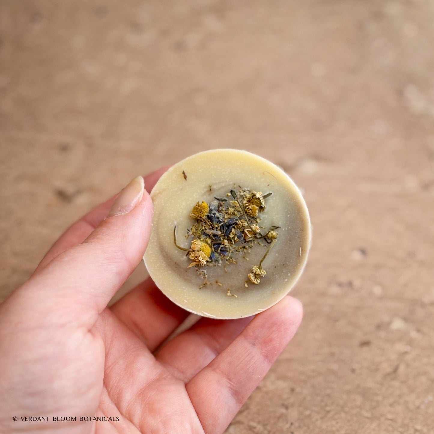 Tranquil Bloom mini soap in hand