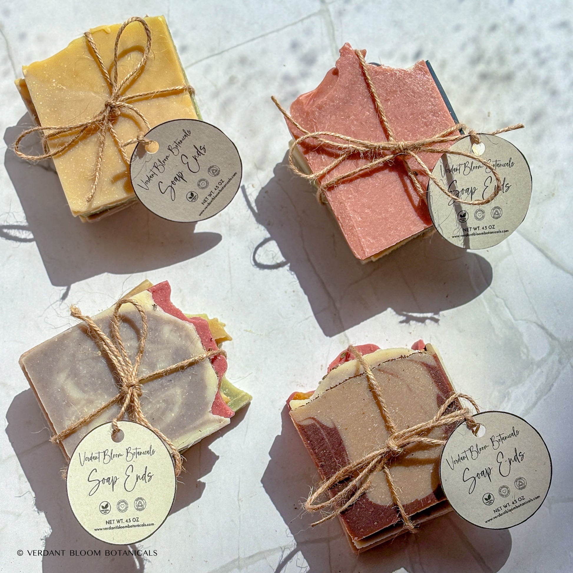 Set of four assorted handmade soap ends, discounted sampler perfect for gifts or trying new soaps