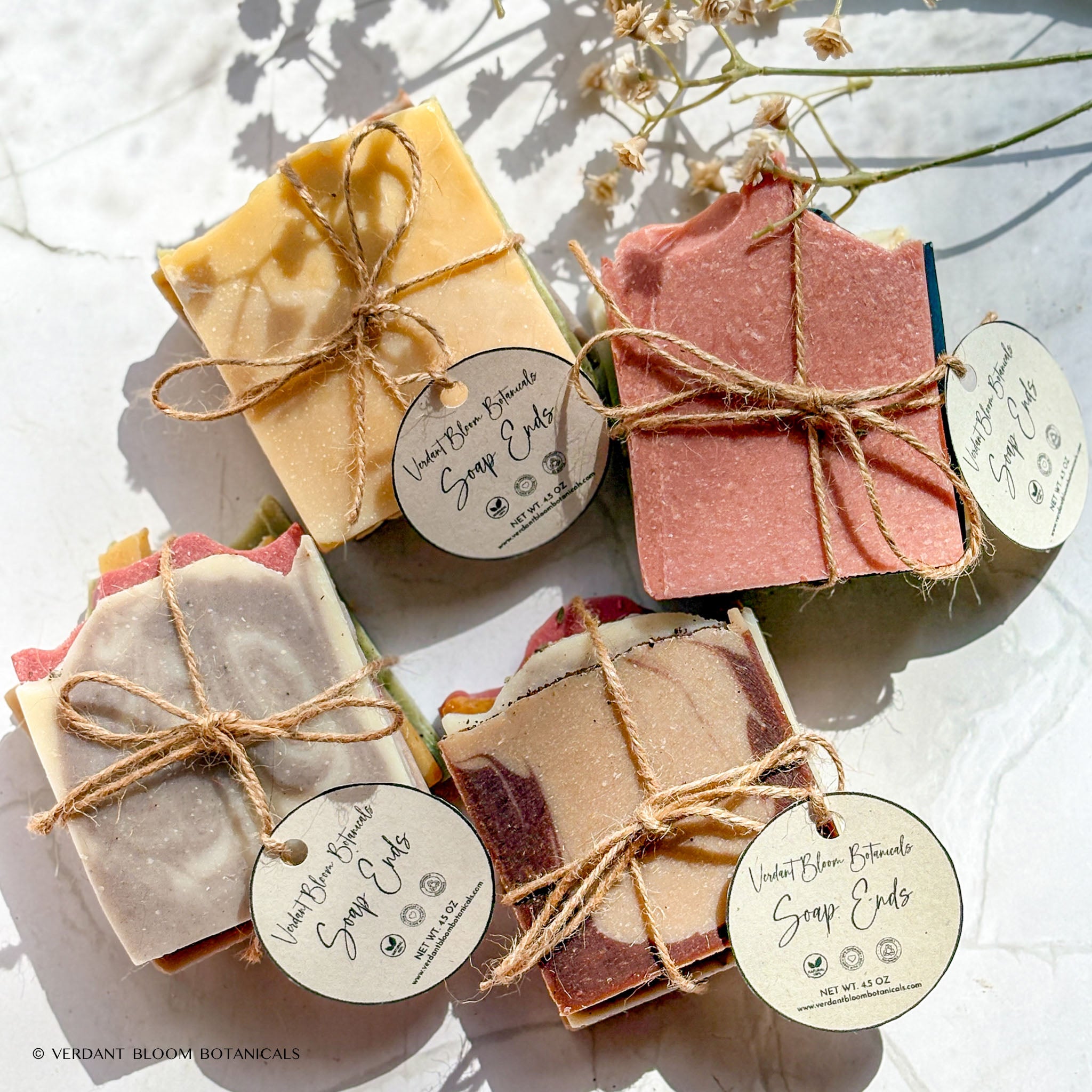 Set of four assorted handmade soap ends, discounted sampler perfect for gifts or trying new soaps