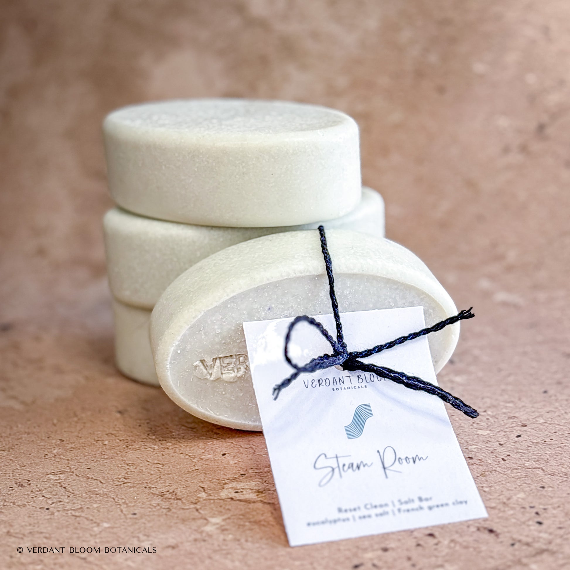 stack of Steam Room salt bars with label