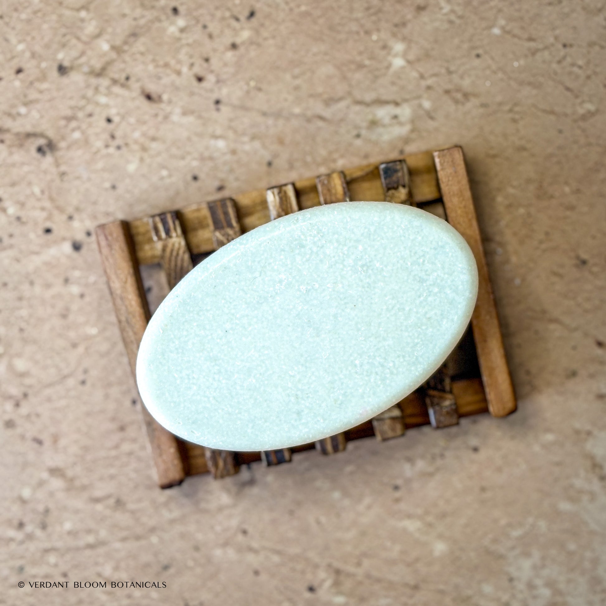 Steam Room salt bar on wooden soap holder