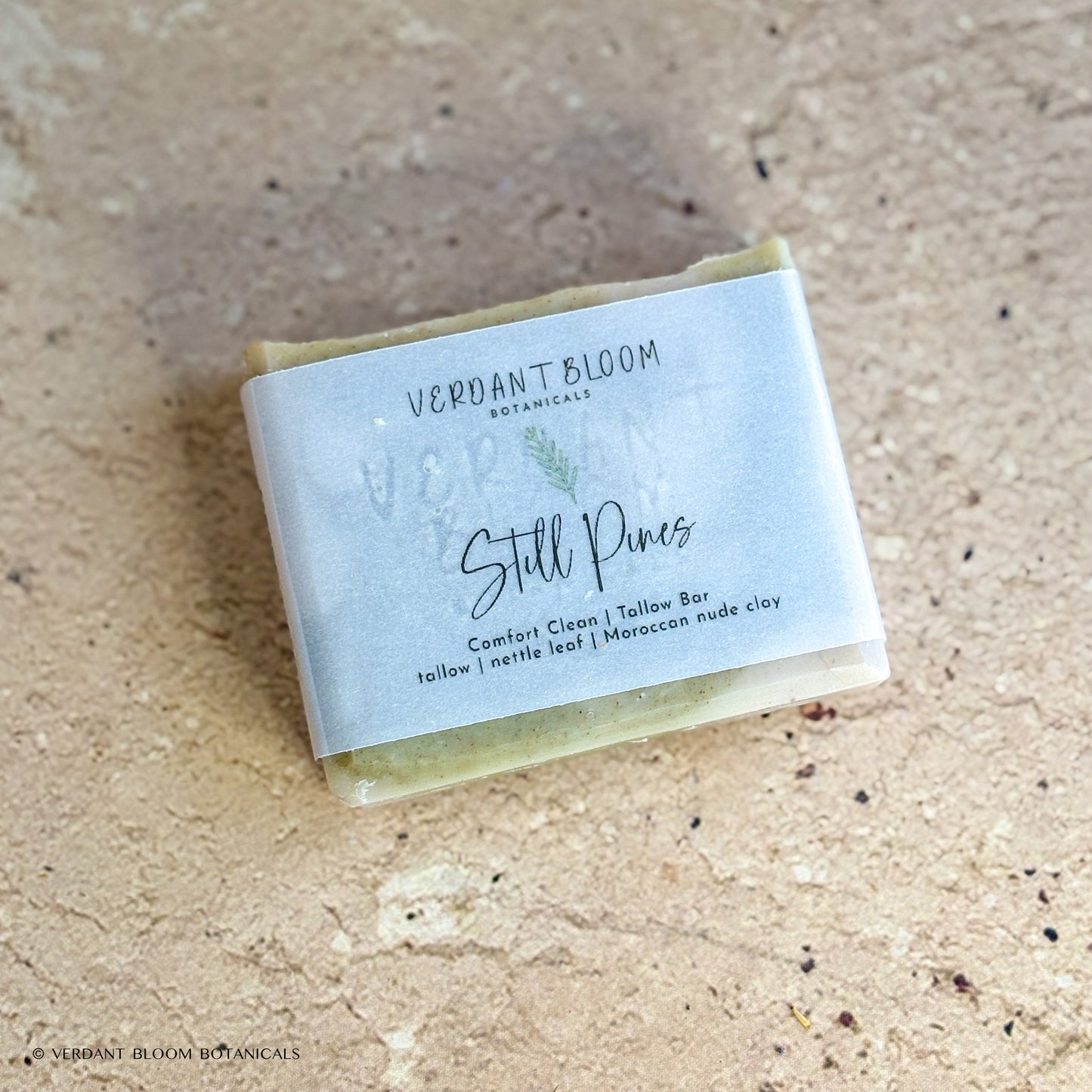 Still Pines soap bar with label