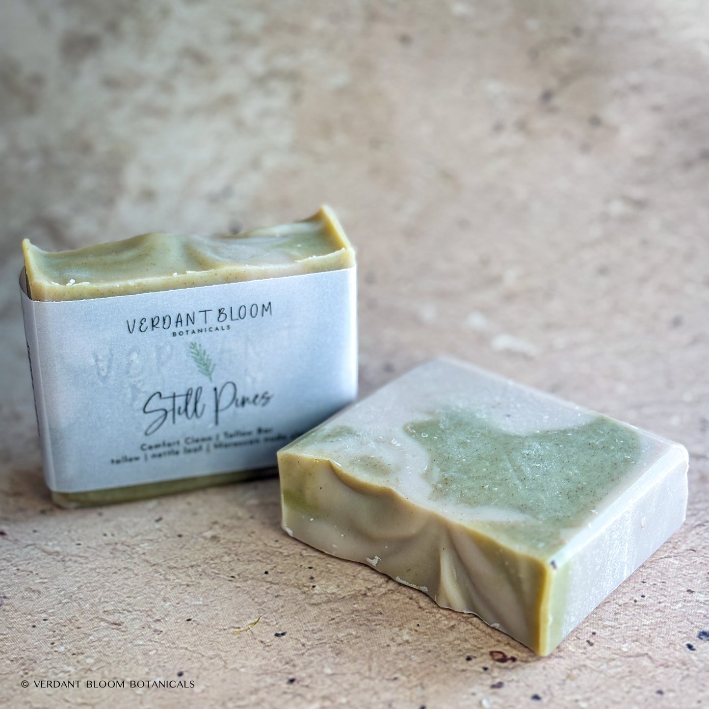 Still Pines soap bars with label