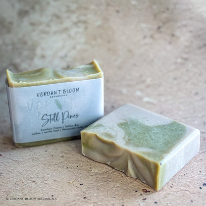 Still Pines soap bars with label