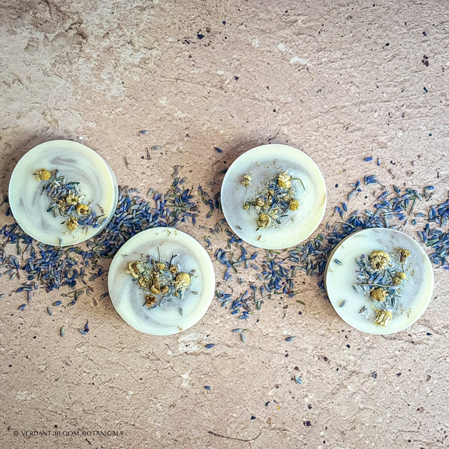 Tranquil Bloom mini bars laid out with dried lavender